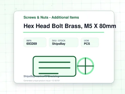 Hex Head Bolt Brass, M5 X 80mm - Screws & Nuts - Additional Items - IMPA 693269 - UOM PCS