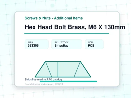 Hex Head Bolt Brass, M6 X 130mm - Screws & Nuts - Additional Items - IMPA 693308 - UOM PCS