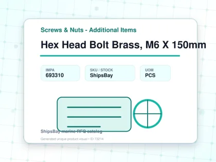 Hex Head Bolt Brass, M6 X 150mm - Screws & Nuts - Additional Items - IMPA 693310 - UOM PCS