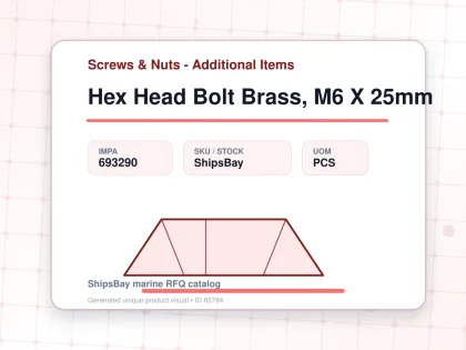 Hex Head Bolt Brass, M6 X 25mm - Screws & Nuts - Additional Items - IMPA 693290 - UOM PCS