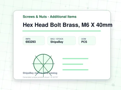 Hex Head Bolt Brass, M6 X 40mm - Screws & Nuts - Additional Items - IMPA 693293 - UOM PCS