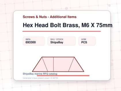 Hex Head Bolt Brass, M6 X 75mm - Screws & Nuts - Additional Items - IMPA 693300 - UOM PCS