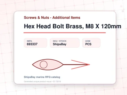 Hex Head Bolt Brass, M8 X 120mm - Screws & Nuts - Additional Items - IMPA 693337 - UOM PCS