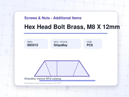 Hex Head Bolt Brass, M8 X 12mm - Screws & Nuts - Additional Items - IMPA 693312 - UOM PCS