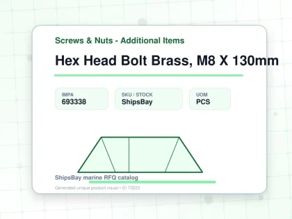 Hex Head Bolt Brass, M8 X 130mm - Screws & Nuts - Additional Items - IMPA 693338 - UOM PCS