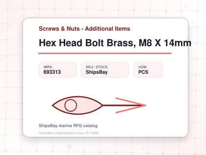 Hex Head Bolt Brass, M8 X 14mm - Screws & Nuts - Additional Items - IMPA 693313 - UOM PCS