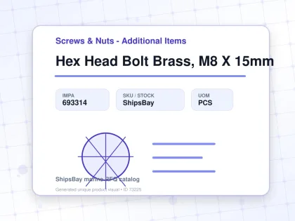 Hex Head Bolt Brass, M8 X 15mm - Screws & Nuts - Additional Items - IMPA 693314 - UOM PCS
