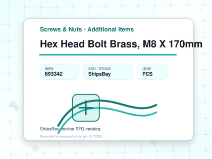 Hex Head Bolt Brass, M8 X 170mm - Screws & Nuts - Additional Items - IMPA 693342 - UOM PCS
