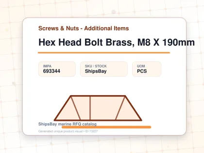 Hex Head Bolt Brass, M8 X 190mm - Screws & Nuts - Additional Items - IMPA 693344 - UOM PCS