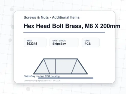 Hex Head Bolt Brass, M8 X 200mm - Screws & Nuts - Additional Items - IMPA 693345 - UOM PCS