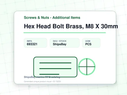 Hex Head Bolt Brass, M8 X 30mm - Screws & Nuts - Additional Items - IMPA 693321 - UOM PCS