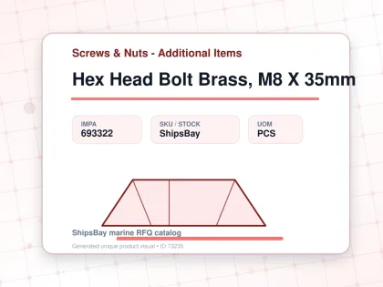 Hex Head Bolt Brass, M8 X 35mm - Screws & Nuts - Additional Items - IMPA 693322 - UOM PCS