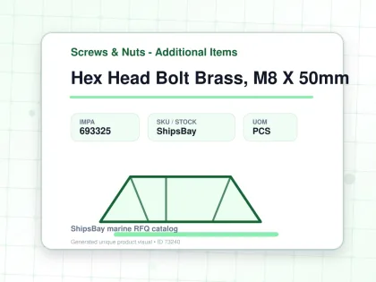 Hex Head Bolt Brass, M8 X 50mm - Screws & Nuts - Additional Items - IMPA 693325 - UOM PCS