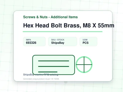 Hex Head Bolt Brass, M8 X 55mm - Screws & Nuts - Additional Items - IMPA 693326 - UOM PCS