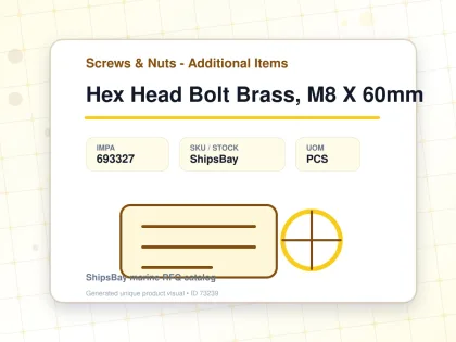 Hex Head Bolt Brass, M8 X 60mm - Screws & Nuts - Additional Items - IMPA 693327 - UOM PCS