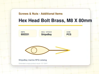 Hex Head Bolt Brass, M8 X 80mm - Screws & Nuts - Additional Items - IMPA 693331 - UOM PCS