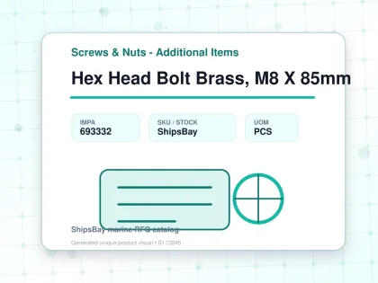 Hex Head Bolt Brass, M8 X 85mm - Screws & Nuts - Additional Items - IMPA 693332 - UOM PCS