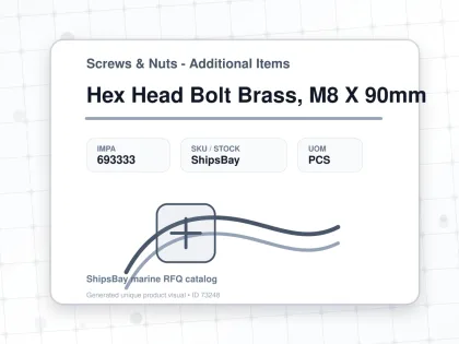 Hex Head Bolt Brass, M8 X 90mm - Screws & Nuts - Additional Items - IMPA 693333 - UOM PCS