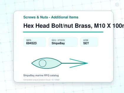 Hex Head Bolt/nut Brass, M10 X 100mm - Screws & Nuts - Additional Items - IMPA 694523 - UOM SET