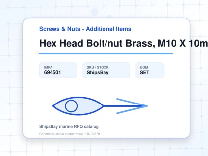 Hex Head Bolt/nut Brass, M10 X 10mm - Screws & Nuts - Additional Items - IMPA 694501 - UOM SET