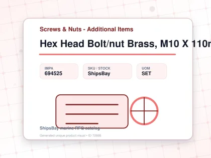 Hex Head Bolt/nut Brass, M10 X 110mm - Screws & Nuts - Additional Items - IMPA 694525 - UOM SET