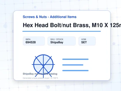 Hex Head Bolt/nut Brass, M10 X 125mm - Screws & Nuts - Additional Items - IMPA 694528 - UOM SET