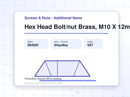Hex Head Bolt/nut Brass, M10 X 12mm - Screws & Nuts - Additional Items - IMPA 694502 - UOM SET