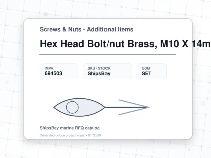 Hex Head Bolt/nut Brass, M10 X 14mm - Screws & Nuts - Additional Items - IMPA 694503 - UOM SET