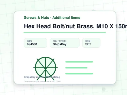 Hex Head Bolt/nut Brass, M10 X 150mm - Screws & Nuts - Additional Items - IMPA 694531 - UOM SET