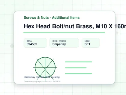 Hex Head Bolt/nut Brass, M10 X 160mm - Screws & Nuts - Additional Items - IMPA 694532 - UOM SET
