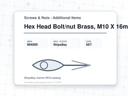 Hex Head Bolt/nut Brass, M10 X 16mm - Screws & Nuts - Additional Items - IMPA 694505 - UOM SET