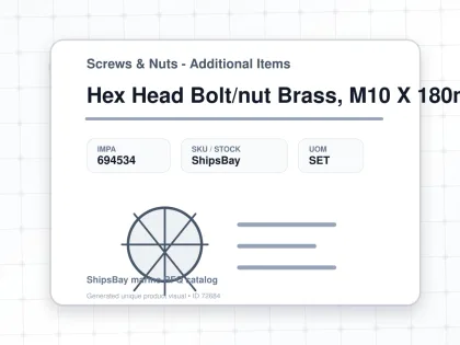 Hex Head Bolt/nut Brass, M10 X 180mm - Screws & Nuts - Additional Items - IMPA 694534 - UOM SET