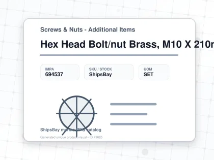 Hex Head Bolt/nut Brass, M10 X 210mm - Screws & Nuts - Additional Items - IMPA 694537 - UOM SET