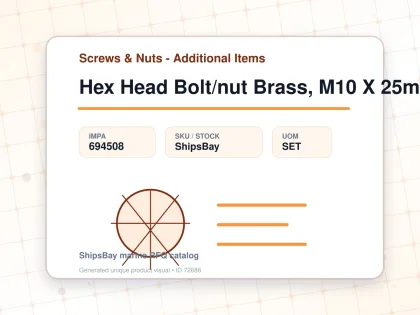 Hex Head Bolt/nut Brass, M10 X 25mm - Screws & Nuts - Additional Items - IMPA 694508 - UOM SET