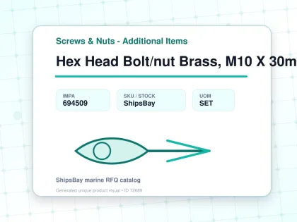 Hex Head Bolt/nut Brass, M10 X 30mm - Screws & Nuts - Additional Items - IMPA 694509 - UOM SET