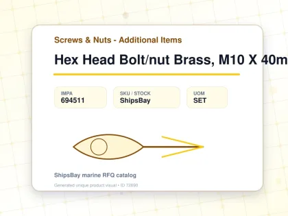 Hex Head Bolt/nut Brass, M10 X 40mm - Screws & Nuts - Additional Items - IMPA 694511 - UOM SET