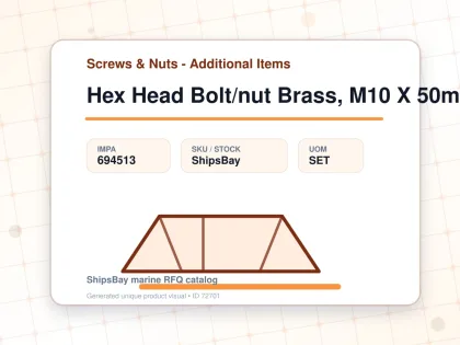 Hex Head Bolt/nut Brass, M10 X 50mm - Screws & Nuts - Additional Items - IMPA 694513 - UOM SET