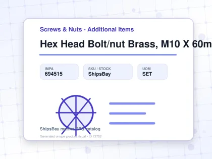 Hex Head Bolt/nut Brass, M10 X 60mm - Screws & Nuts - Additional Items - IMPA 694515 - UOM SET