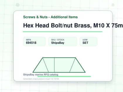 Hex Head Bolt/nut Brass, M10 X 75mm - Screws & Nuts - Additional Items - IMPA 694518 - UOM SET