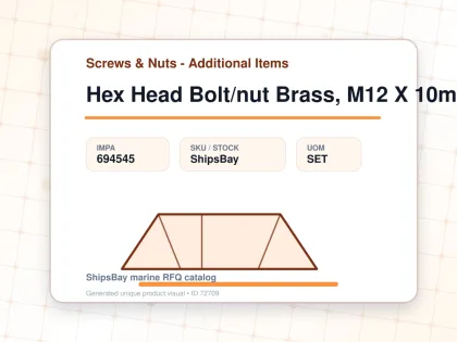 Hex Head Bolt/nut Brass, M12 X 10mm - Screws & Nuts - Additional Items - IMPA 694545 - UOM SET
