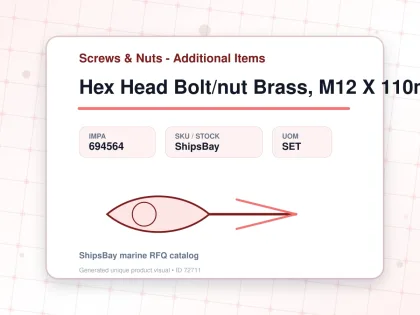 Hex Head Bolt/nut Brass, M12 X 110mm - Screws & Nuts - Additional Items - IMPA 694564 - UOM SET