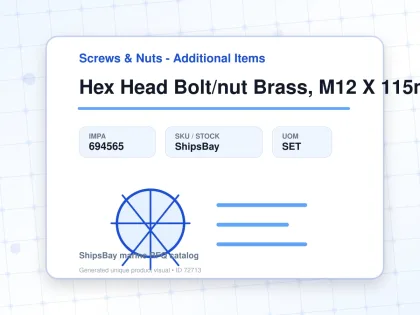 Hex Head Bolt/nut Brass, M12 X 115mm - Screws & Nuts - Additional Items - IMPA 694565 - UOM SET