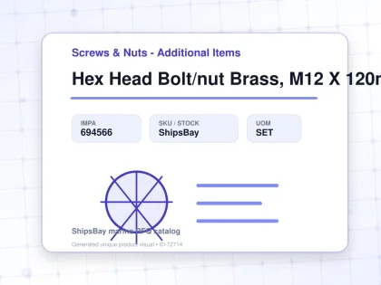 Hex Head Bolt/nut Brass, M12 X 120mm - Screws & Nuts - Additional Items - IMPA 694566 - UOM SET