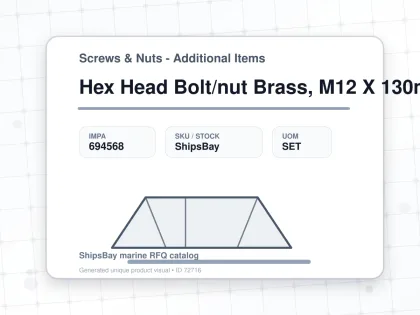 Hex Head Bolt/nut Brass, M12 X 130mm - Screws & Nuts - Additional Items - IMPA 694568 - UOM SET