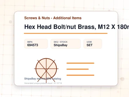Hex Head Bolt/nut Brass, M12 X 180mm - Screws & Nuts - Additional Items - IMPA 694573 - UOM SET