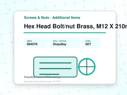 Hex Head Bolt/nut Brass, M12 X 210mm - Screws & Nuts - Additional Items - IMPA 694576 - UOM SET