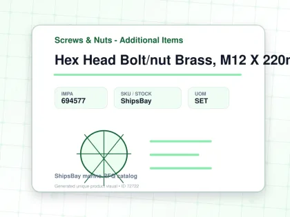 Hex Head Bolt/nut Brass, M12 X 220mm - Screws & Nuts - Additional Items - IMPA 694577 - UOM SET