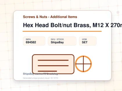 Hex Head Bolt/nut Brass, M12 X 270mm - Screws & Nuts - Additional Items - IMPA 694582 - UOM SET