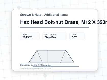 Hex Head Bolt/nut Brass, M12 X 320mm - Screws & Nuts - Additional Items - IMPA 694587 - UOM SET