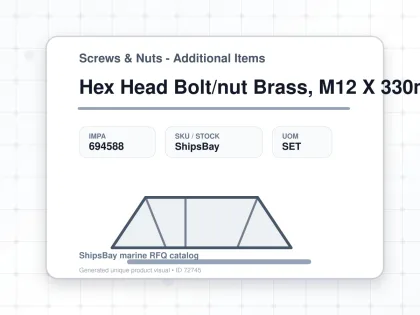 Hex Head Bolt/nut Brass, M12 X 330mm - Screws & Nuts - Additional Items - IMPA 694588 - UOM SET